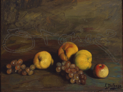 ZULOAGA IGNACIO 1870-1945
BODEGON(MELOCOTON,MANZANAS,PERA Y UVAS)
PEDRAZA, COLECCION SUAREZ