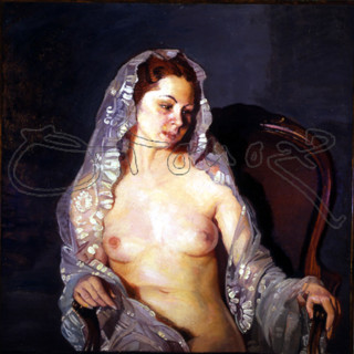 ZULOAGA IGNACIO 1870-1945
(MUJER SENTADA DESNUDA CON MANTILLA TRANSPARENTE)
PEDRAZA, COLECCION