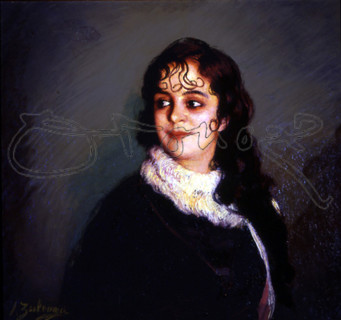 ZULOAGA IGNACIO 1870-1945
(RETRATO DE MUCHACHA CON RIZOS SOBRE LA FRENTE Y EN LA