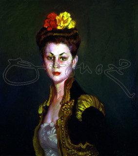 ZULOAGA IGNACIO 1870-1945
(RETRATO DE SEÑORA CON MOÑO Y CHAQUETILLA DE TORERO)
BARCELONA,