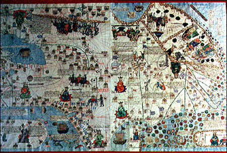 CRESQUES ABRAHAM 1325-1387
ATLAS CATALAN-1375-DETALLE DE ASIA(REPRODUCCION DEL MUS NAVAL)
PARIS,
