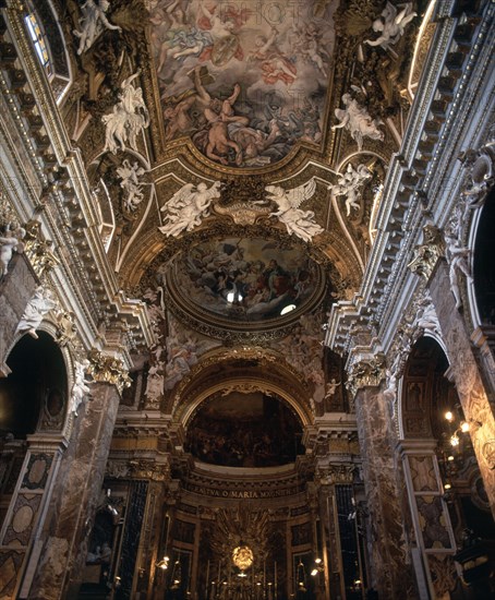 MADERNO CARLO 1556/1629
INTERIOR-NAVE CENTRAL-CUPULA CON FRESCOS Y ESCULTURAS-S XVII
ROMA,