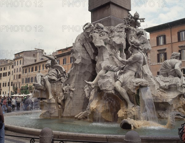 BERNINI GIAN LORENZO 1598/1680
PLAZA NAVONA-FUENTE DE LOS 4 RIOS-1651-DET ESCULTURAS
ROMA,