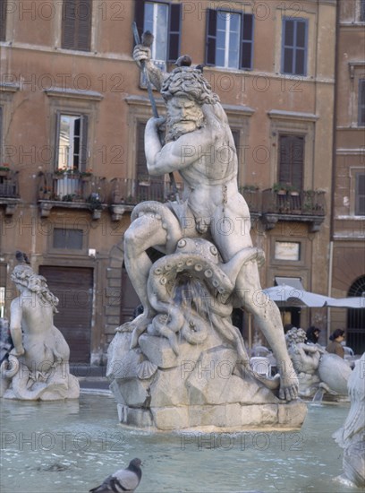BERNINI GIAN LORENZO 1598/1680
PLAZA NAVONA-FUENTE DE NEPTUNO-DET NEPTUNO LUCHA CONTRA UN