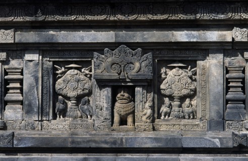 High-relief details of a panel from the Prambanan temple in Java