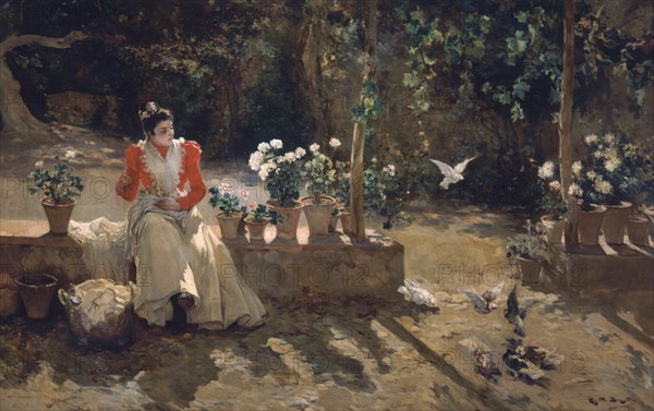 BRUGADA Y PANIZO R 1867/1919
MUCHACHA CON PALOMAS-1900-OLEO/TABLA 118,5X185,7CM-ECLECTICISMO