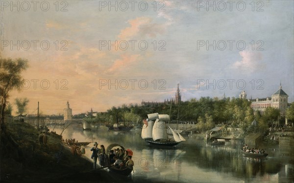 BARRON Y CARRILLO MANUEL 1814/1884
EL GUADALQUIVIR A SU PASO POR SEVILLA-1851-OELO/LIENZO