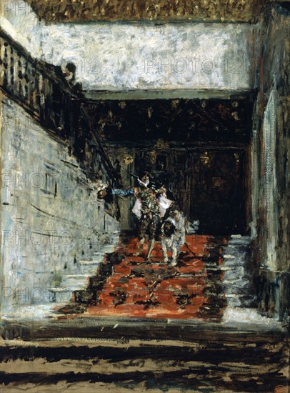 FORTUNY MARIANO 1838-1874
LA ESCALERA DE LA CASA DE PILATOS EN SEVILLA-1870-OLEO LIENZO-83,2x63