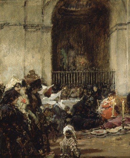 PRADILLA ORTIZ FRANCISCO 1848/1928
DETALLE-"EN EL TEMPLO"-1918-OLEO CARTON,17x27 CM
HABANA LA,