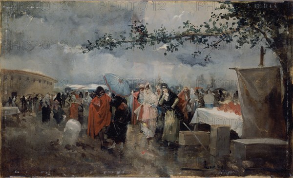 LUCAS VILLAMIL EUGENIO 1958-1918
AFUERAS DE LA ANTIGUA PLAZA DE TOROS DE MADRID-OLEO LIENZO,