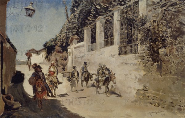MORENO CARBONERO JOSE 1860/1942
SODADOS EN RETIRADA-1898-OLEO LIENZO, 37,7x54,8 CM
HABANA LA,