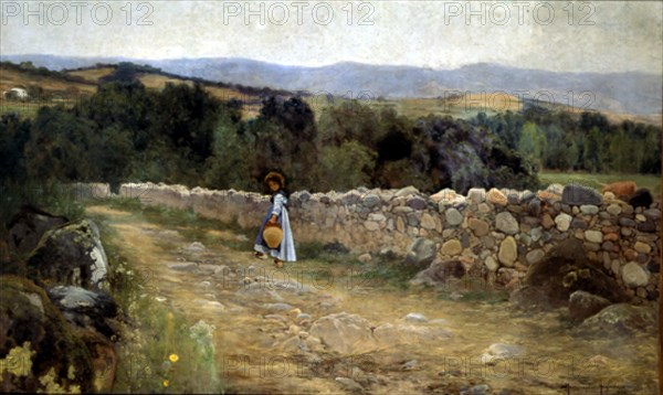 ANGLADA CAMARASA H 1871/1959
PAISAJE CON NIÑA CON BOTIJO-1894-OLEO LIENZO, 108x174 CM
HABANA LA,