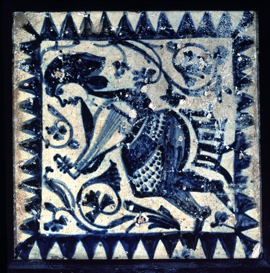 AZULEJO MANISES S XV-DECORADO CON DIENTES DE SIENA-MUSICO
MADRID, INSTITUTO VALENCIA DE DON