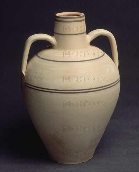 BARRAL O CANTARO CON DOS ASAS Y DECORACION LINEAL EN MARRON-S XX CERAMICA
FRAGA, COLECCION