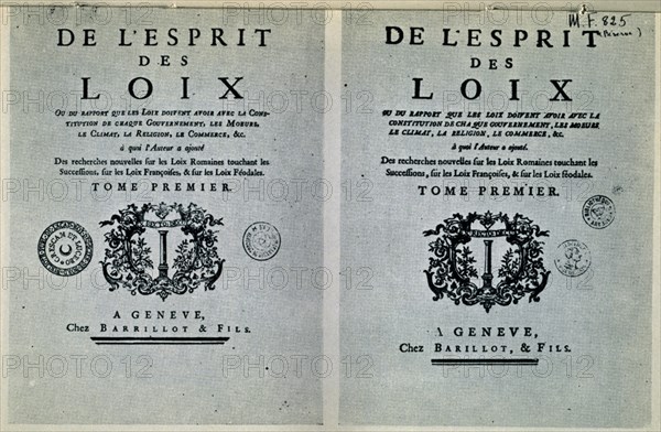 MONTESQUIEU
PORTADA"DEL ESPIRITU DE LAS LEYES" TOMO I GINEBRA-
MADRID,
