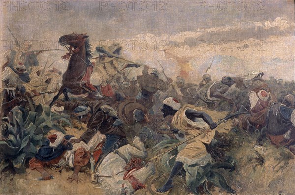 ALVAREZ DUMONT CESAR 1886/1945
EPISODIO DE LA GUERRA DE AFRICA EN 1860 - O/L 3.05X4.98
MADRID,