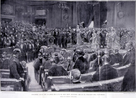 BENLLIURE MARIANO 1862/1947
ILUSTRAC ESP/AMER-ACTO DE JURA DE ALFONSO XIII EN PALACIO