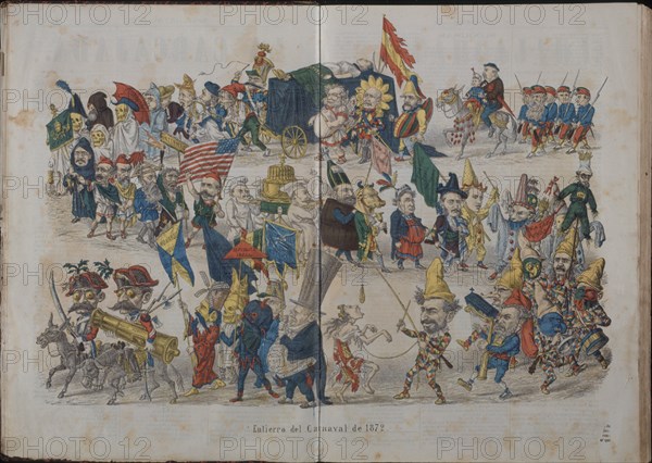 CARICATURA-SATIRA POLITICA "ENTIERRO DE CARNAVAL DE 1872"
MADRID, SENADO-BIBLIOTECA
MADRID