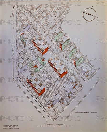 CORBUSIER LE 1887/1965
PLANO DE BARRIOS MODERNOS FRUGES EN PESSAC-BORDEAUX 1927
PARIS, COLECCION