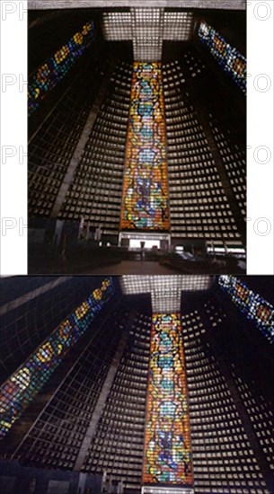 INTERIOR-NAVE CENTRAL HACIA LA CABECERA Y VIDRIERA
RIO DE JANEIRO, CATEDRAL NUEVA
BRASIL