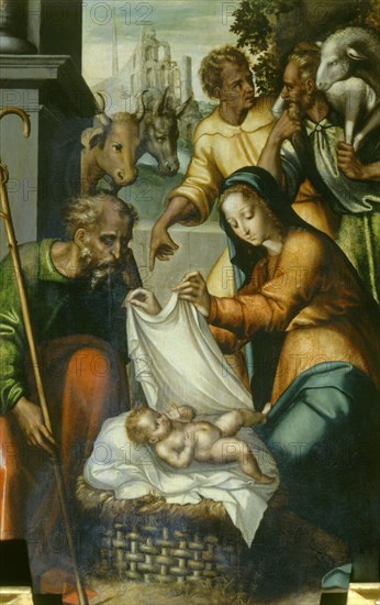 MORALES LUIS DE 1515/1586
RETABLO MAYOR - DETALLE DE LA ADORACION DE LOS PASTORES - S XVI
ARROYO