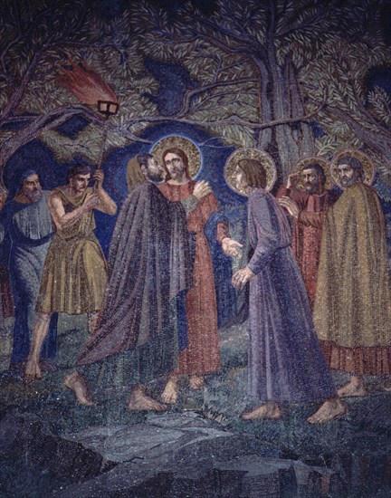 INTERIOR-DET MOSAICO:EL BESO DE JUDAS
JERUSALEN, IGLESIA DE LA AGONIA O DE LAS