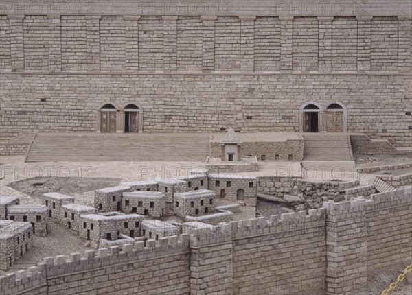 MURALLA DEL TEMPLO DE HERODES-PUERTAS DE ACCESO Y CASA ROMANAS
JERUSALEN, MAQUETA DE