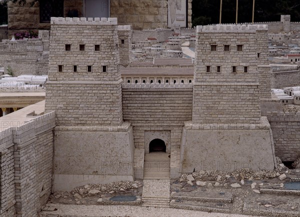 FORTALEZA DE ANTONIA-CONSTRUIDA ENTRE EL 37/35 AC POR HERODES
JERUSALEN, MAQUETA DE