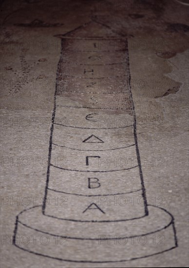DET MOSAICO-MEDICION DE NIVELES CON LETRAS GRIEGAS- NILOMETRO
TABGHA, IGLESIA DE LOS PANES Y LOS