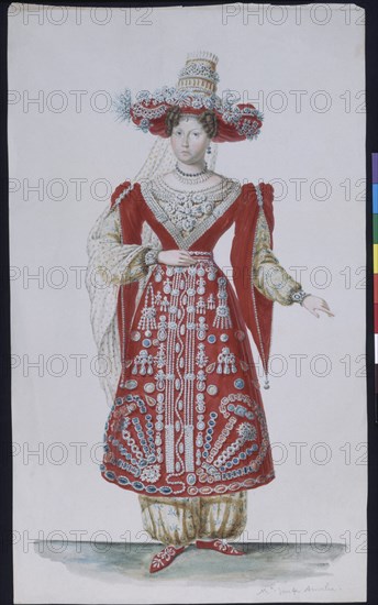 CRUZ Y RIOS LUIS DE 1776/1853
ACUARELA-LA INFANTA LUISA CARLOTA CON DISFRAZ DE PRINCESA DE