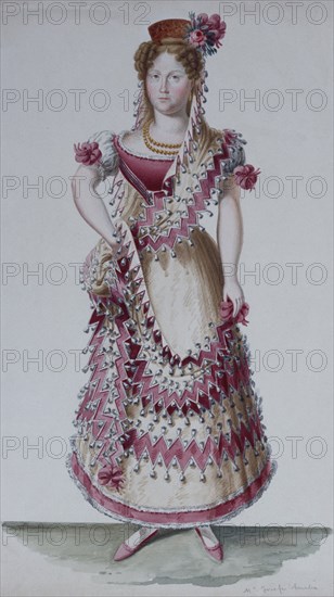 CRUZ Y RIOS LUIS DE 1776/1853
ACUARELA-LA INFANTA LUISA CARLOTA CON TRAJE DE CASTIZA DE