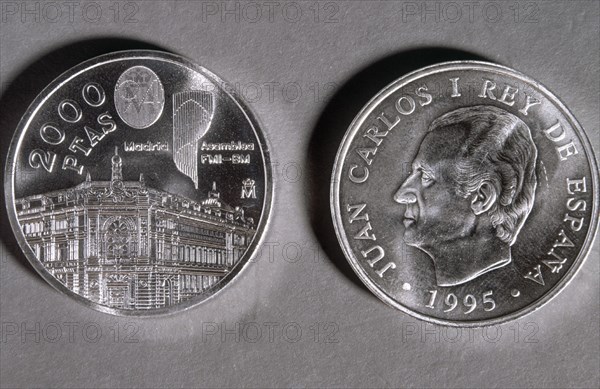 MONEDA DE 2000 PESETAS DE 1995-ANVERSO Y REVERSO-FONDO MONETARIO INTERNAC/BANCO DE ESPAÑA

This