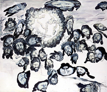 OCAMPO MANUEL 1965-
EL DEMONIO VIVE EN MI CULO CAGANDO CARAS DE CRISTO II, 1998
MADRID, GALERIA