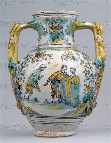 MAESTRO FLOR DE LA PATATA
JARRON CON ESCENA CORTESANA-TALAVERA S XVII
MADRID, COLECCION
