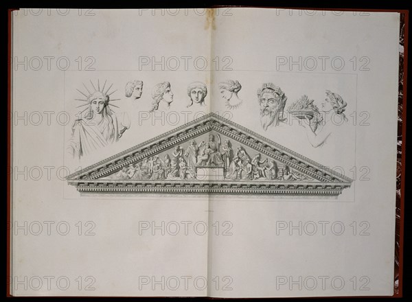 PONZANO PONCIANO 1813/77
DIBUJO-FRONTON DE LA FACHADA PRINCIPAL DE PALACIO DEL CONGRESO ESCULPIDO