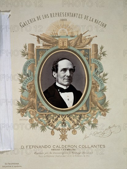 GALERIA REPRESENTANTES DE LA NACION 1869-D.FDO CALERON COLLANTES- 1799/1864- DIPUTADO DE SANTIAGO