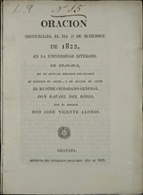ALONSO JOSE VICENTE
ORACION EN UNIV GRANADA EN ACTO DE RECIBIR GRADOS DE DOCTOR EN LEYES D RAFAEL