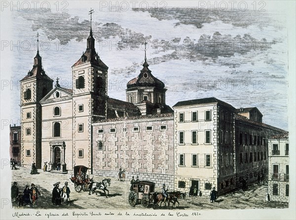 LA IGLESIA DEL ESPIRITU SANTO EN LA CARRERA S JERONIMO,ANTES DE LA INSTALACION DE LAS CORTES
