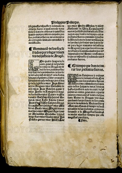 PHILIPPUS PRINCEPS-"NOMINAC LETRADOS PARA LUGARTENIENTE DE JUSTICIA DE ARAGON"TIEMPO DURACION DE