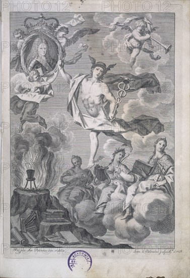 FRONTIS  DEL DICCIONARIO DE LA LENGUA CASTELLANA- IMPRESO POR F. DEL HIERRO- 1726
MADRID, ACADEMIA