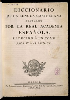 Flyleaf of the Real Academia dictionary