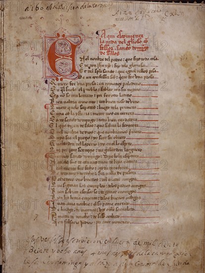 BERCEO GONZALO 1198/1264
PAGINA DE LA VIDA DE SANTO DOMINGO- 1128
MADRID, ACADEMIA DE LA