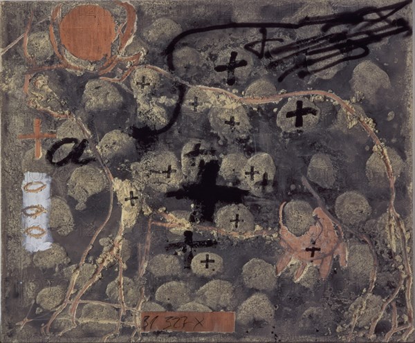 TAPIES ANTONI 1923-
MATERIA Y SILVETA- 1996- 250 X 300 - Tecnica Mixta/Madera
MADRID, GALERIA