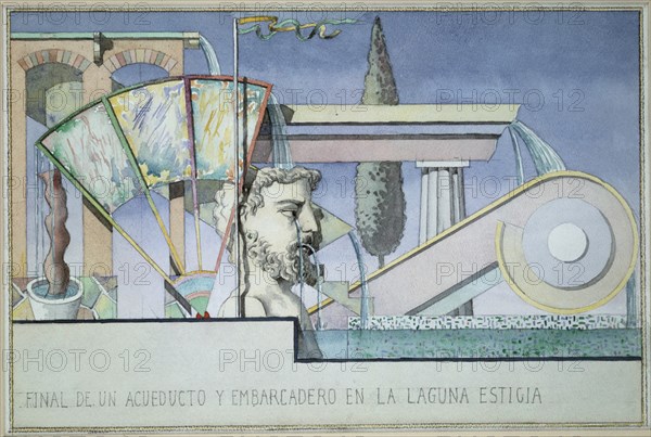 PEREZ VILLALTA GUILLERMO 1948-
FINAL DE UN ACUEDUCTO Y EMBARCADERO EN LA LAGUNA ESTIGIA (I)-1982-