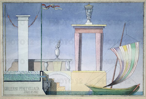 PEREZ VILLALTA GUILLERMO 1948-
FINAL DE UN ACUEDUCTO Y EMBARCADERO EN LA LAGUNA ESTIGIA (II)-1982-