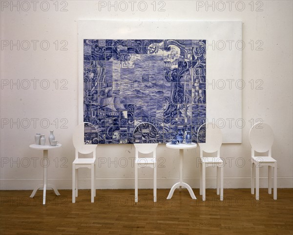 VAREJAO ADRIANA 1964-
TEA AND TILES II- 1997- OLEO/TELA/MADERA Y PORCELANA-190 X 250 CM (TELA)  50