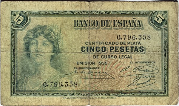 BILLETE DE CINCO PESETAS DEL BANCO DE ESPAÑA - 1935- ANVERSO

This image is not downloadable.