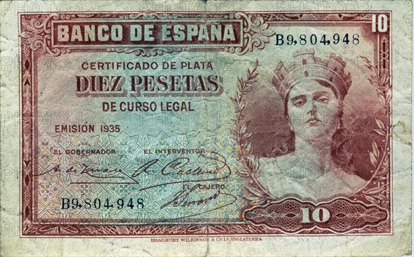 BILLETE DE DIEZ PESETAS DEL BANCO CENTRAL - 1935 - ANVERSO

This image is not downloadable.
