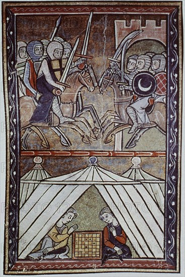 MINIATURA- COMBATE DE CRUZADOS CONTRA SARRACENOS- MANUSCRITO S XIV
LONDRES, BRITISH