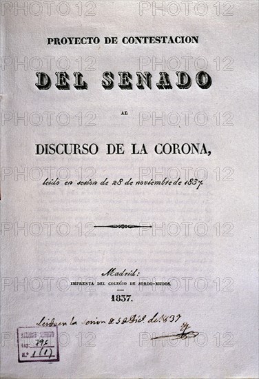 PROYECTO DE CONTESTACION DEL SENADO AL DISCURSO DE LA CORONA-LEIDO EN SESION DEL